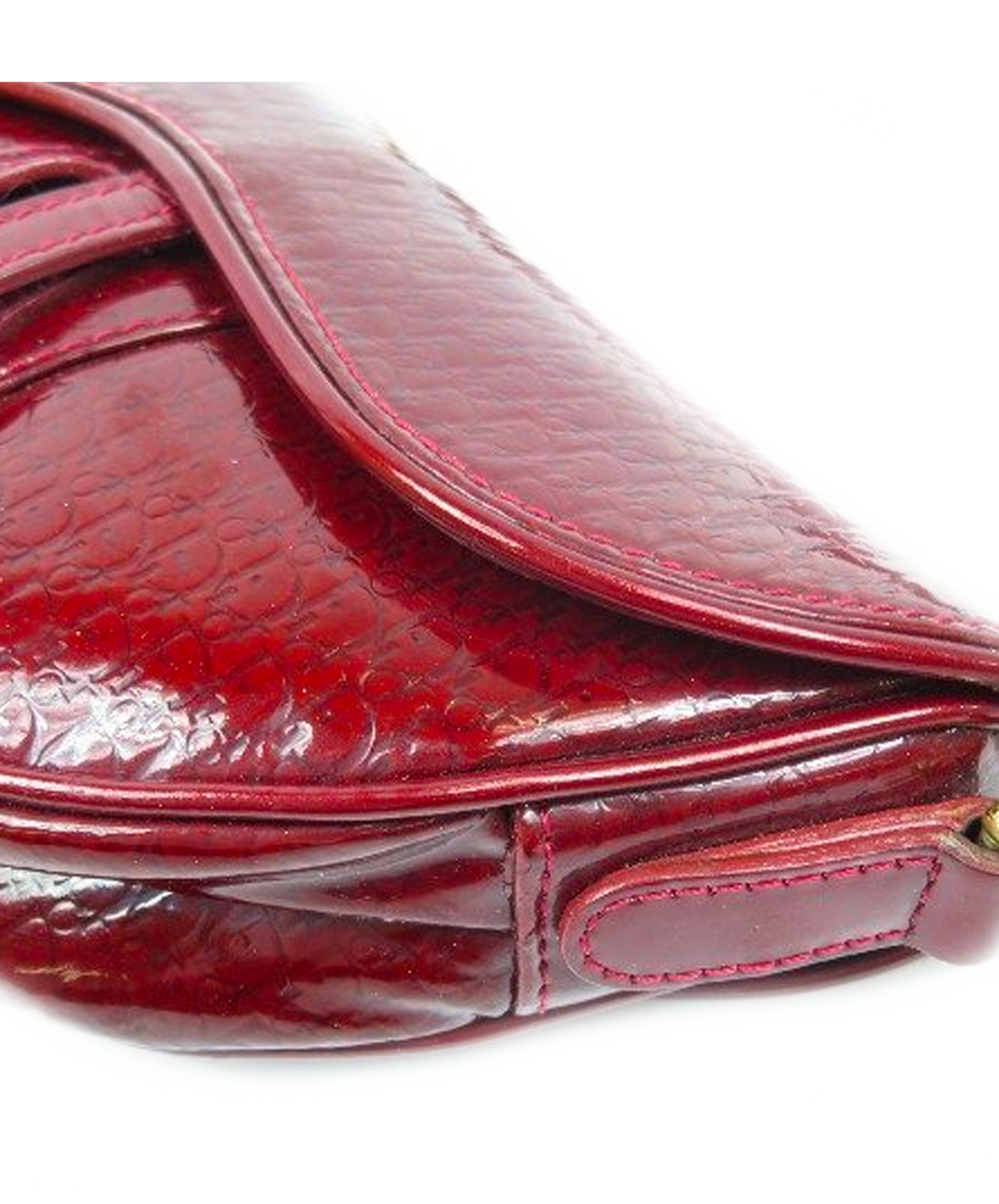 Christian Dior 2000s Red Vinyl Saddle Bag