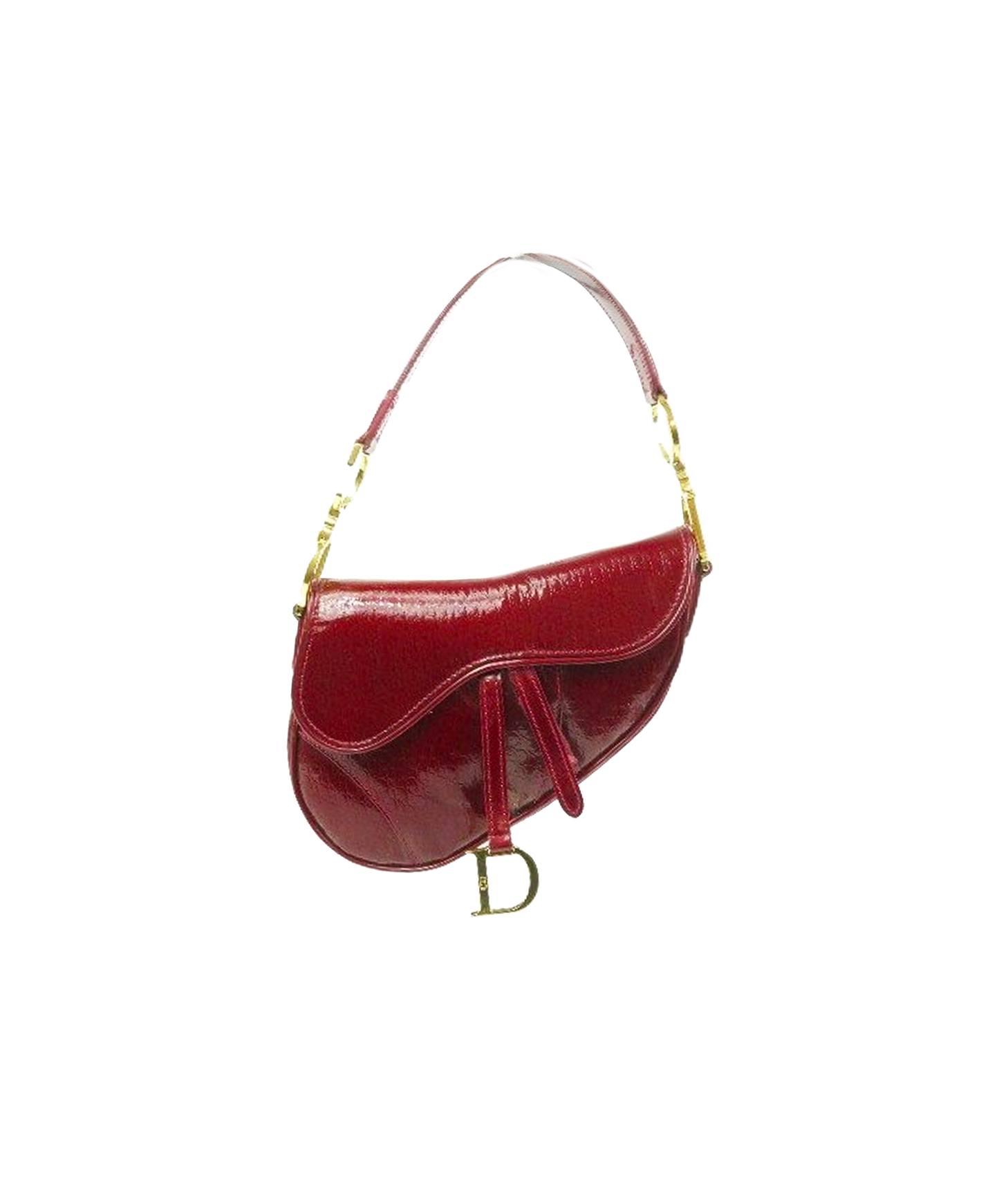 Christian Dior 2000s Red Vinyl Saddle Bag