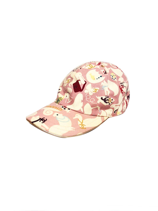 Chanel Rare Light Pink CC Animal Print Cap