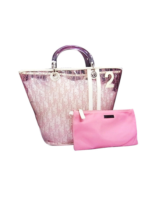 Christian Dior 2000s Rare Monogram Pink Vinyl Tote