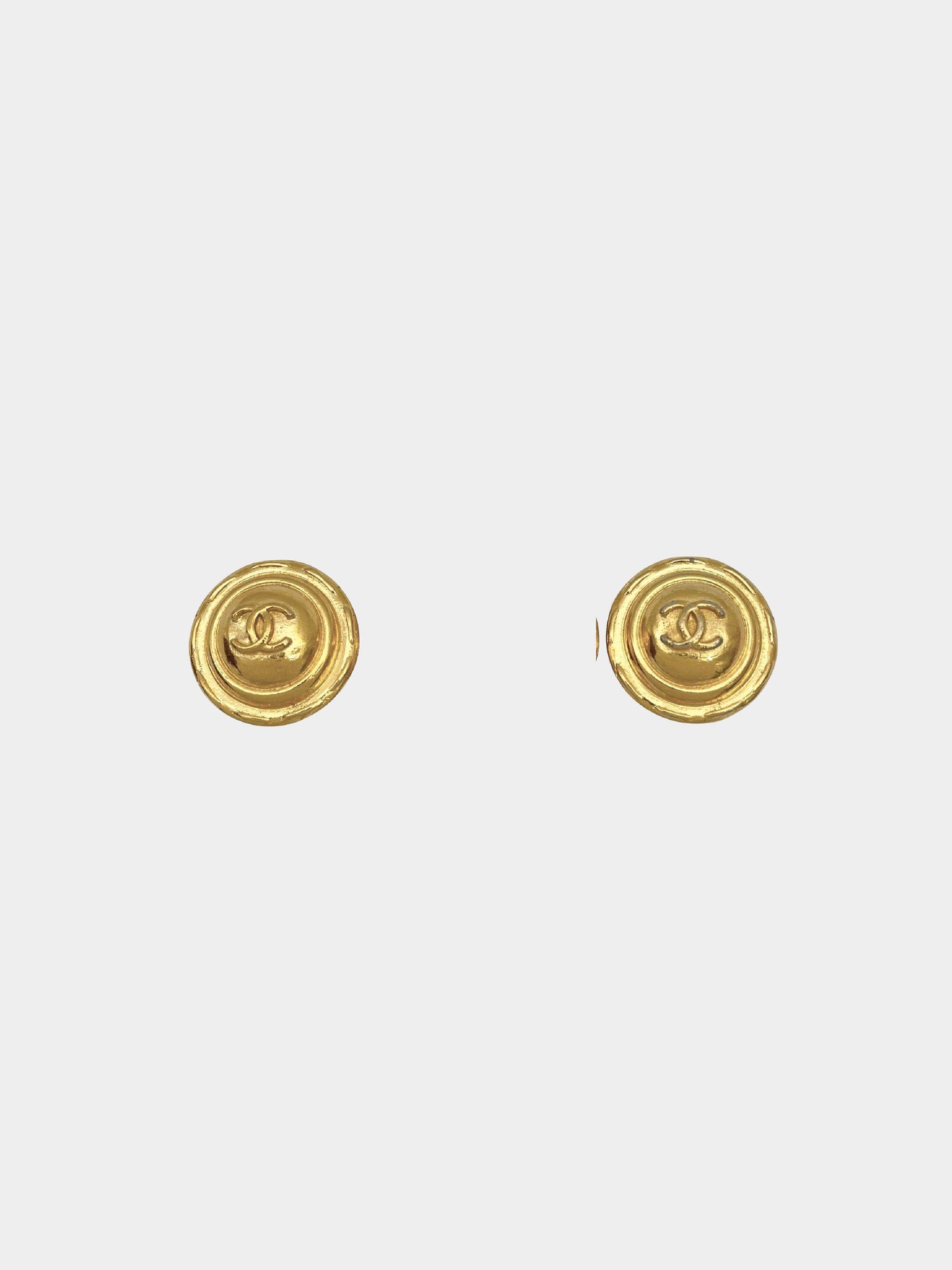 Chanel 1970's Gold COCO Mark Round Earrings