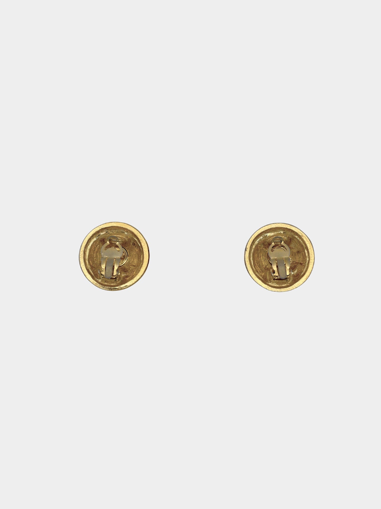 Chanel 1970's Gold COCO Mark Round Earrings