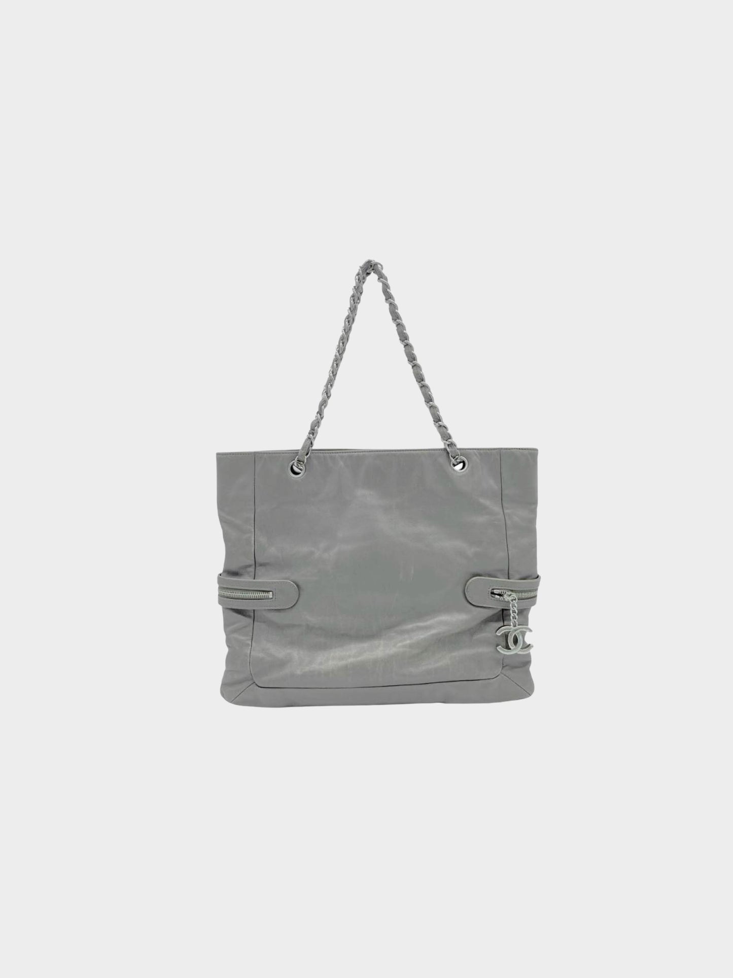 Chanel 2009 London Paris Grey Chain Tote Bag