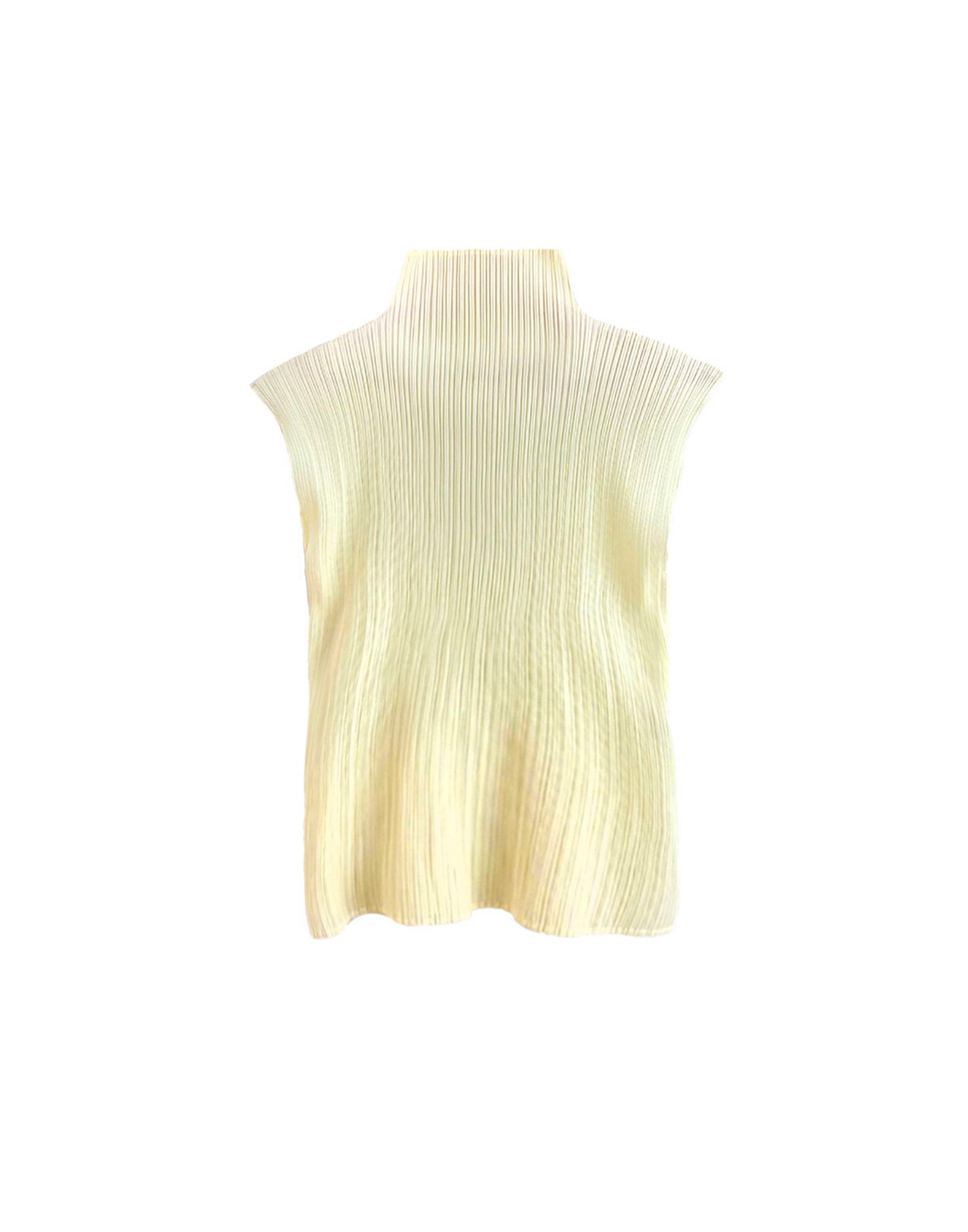 Issey Miyake 2000s Cream Pleats Turtleneck