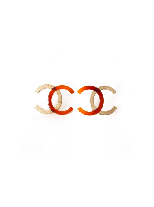 Chanel 2000s Bi-Color Tortoise CC Studs