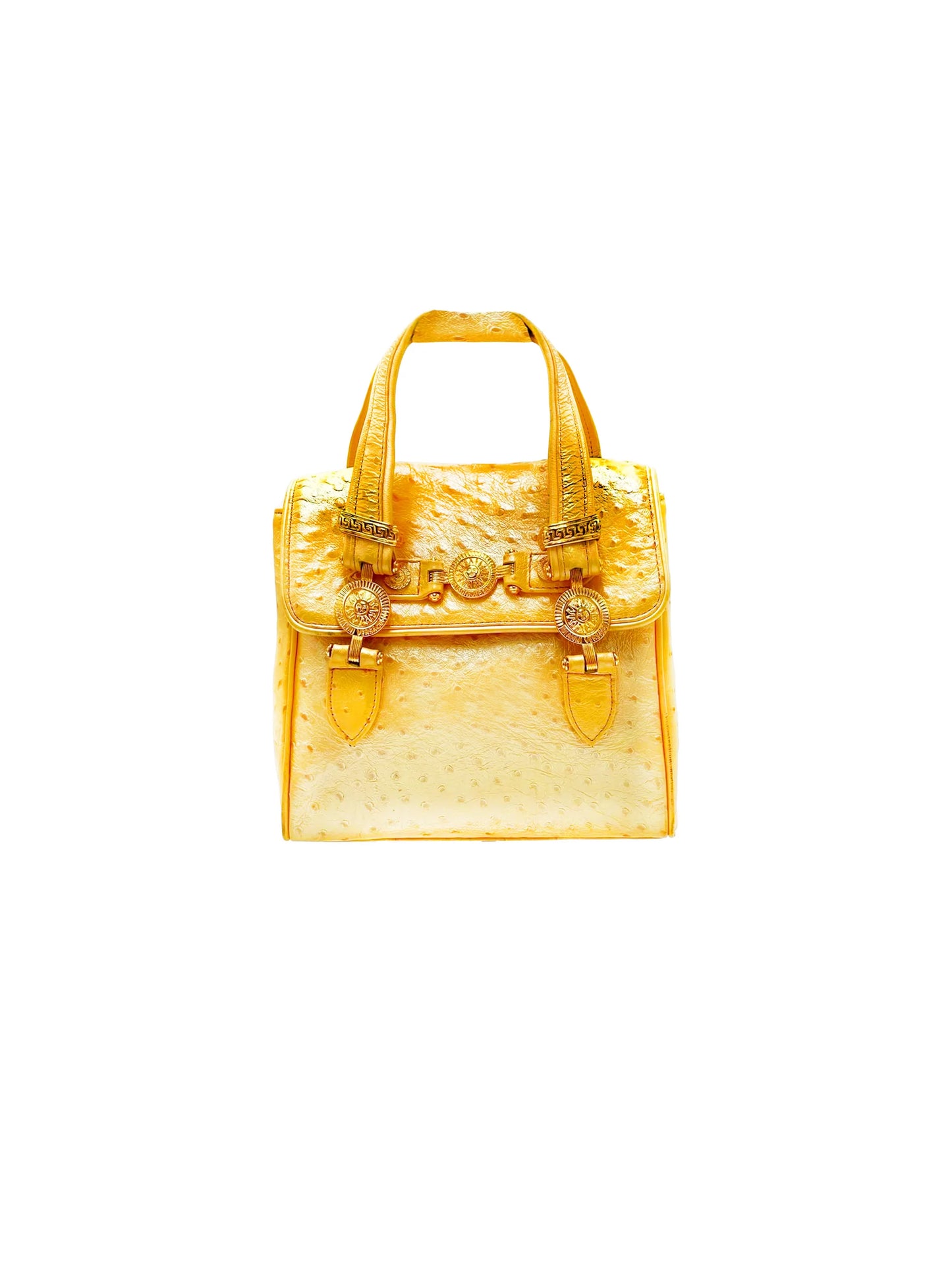 Versace 2000s Yellow Ostrich Leather Mini Bag