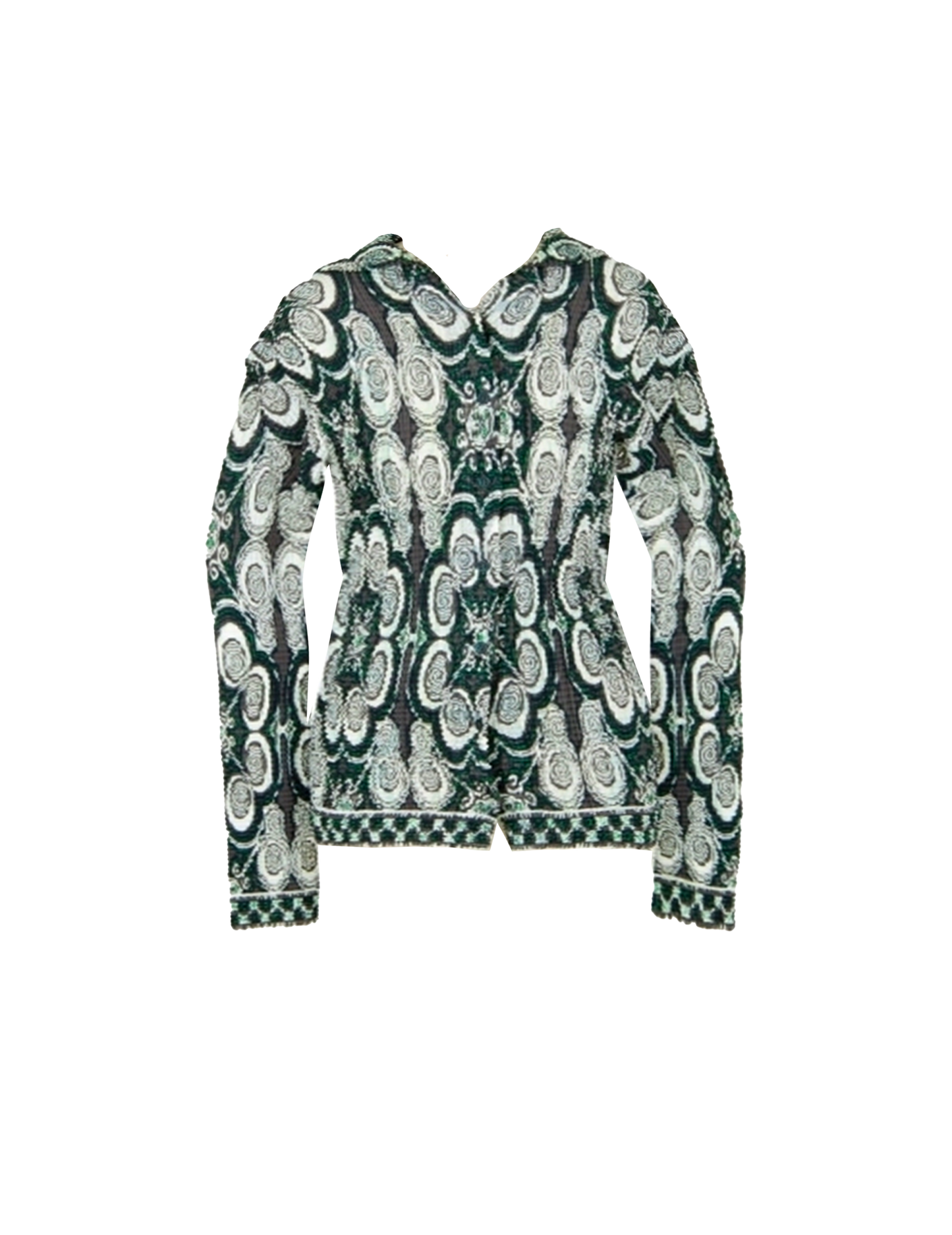 Issey Miyake 1990s Fete Green Pleated Swirl Top