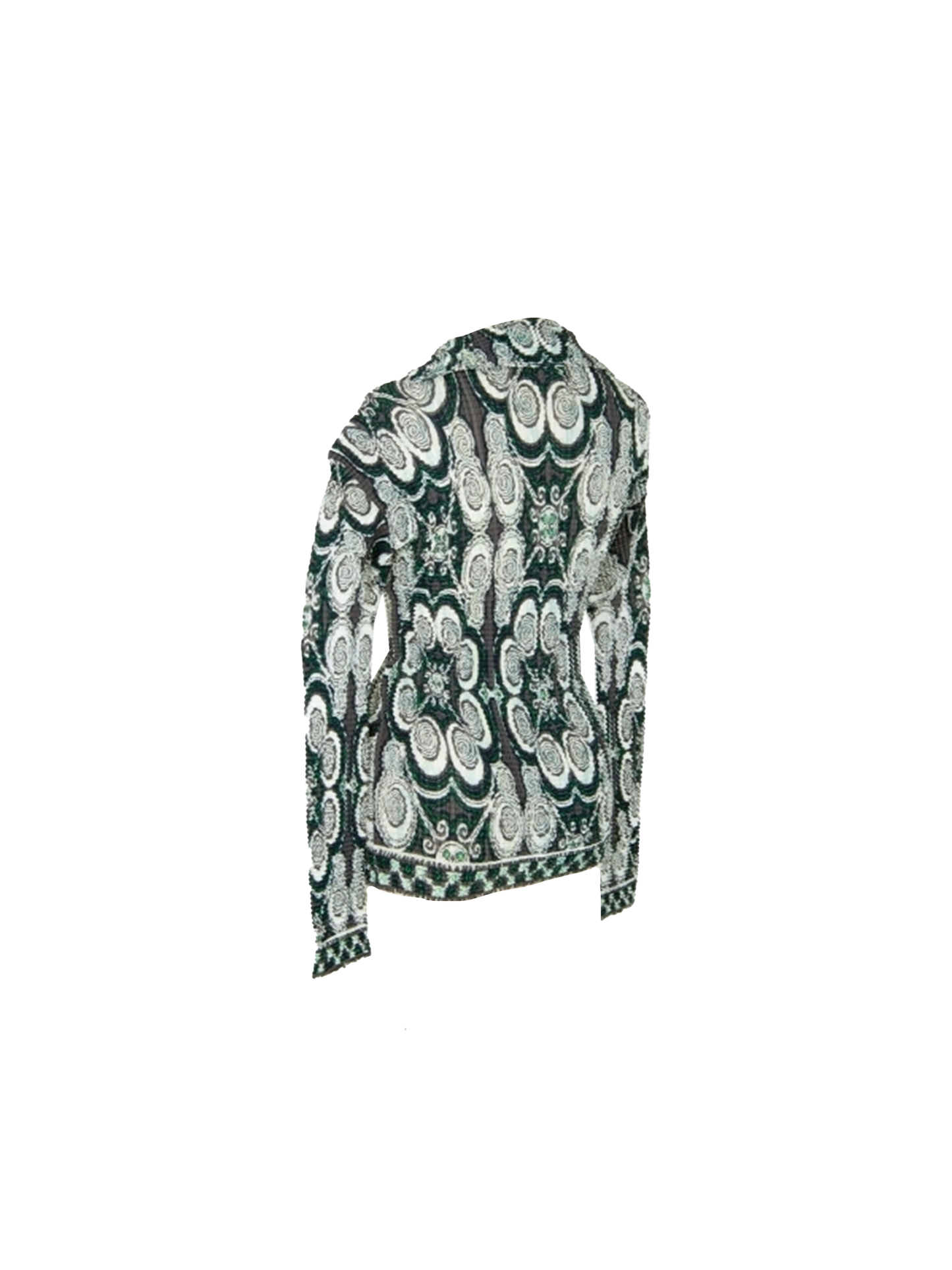 Issey Miyake 1990s Fete Green Pleated Swirl Top