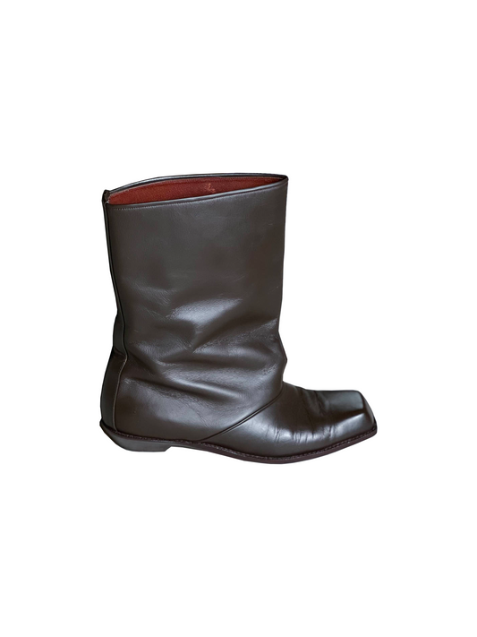 Issey Miyake 2000s Mens Black Square Toe Boots