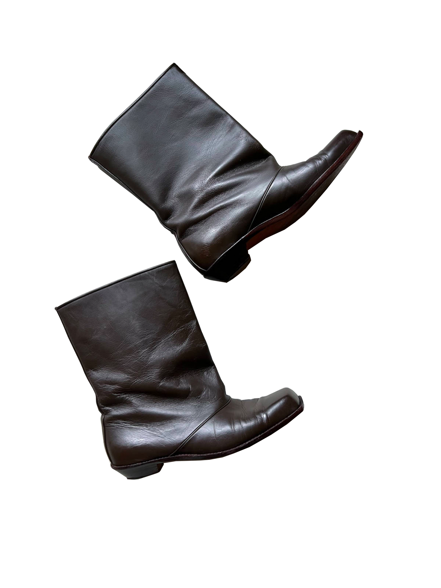 Issey Miyake 2000s Mens Black Square Toe Boots