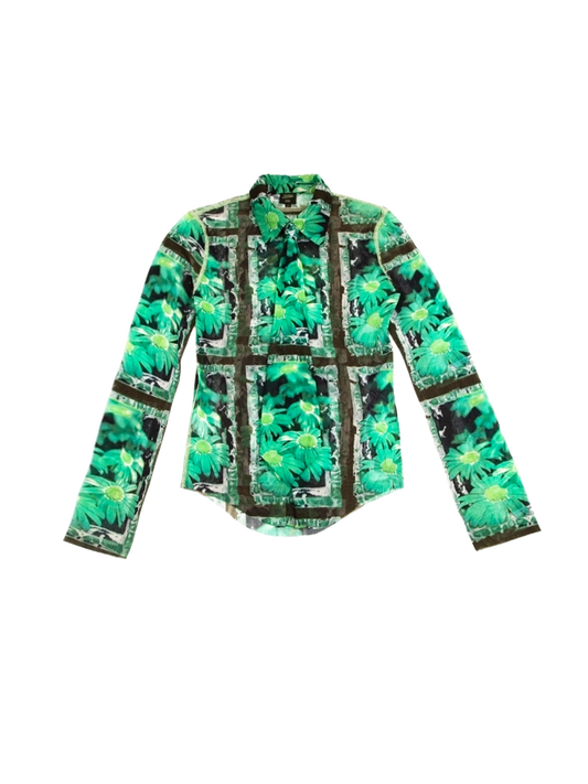 Jean Paul Gaultier 1990 Homme Flower Printed Shirt Green