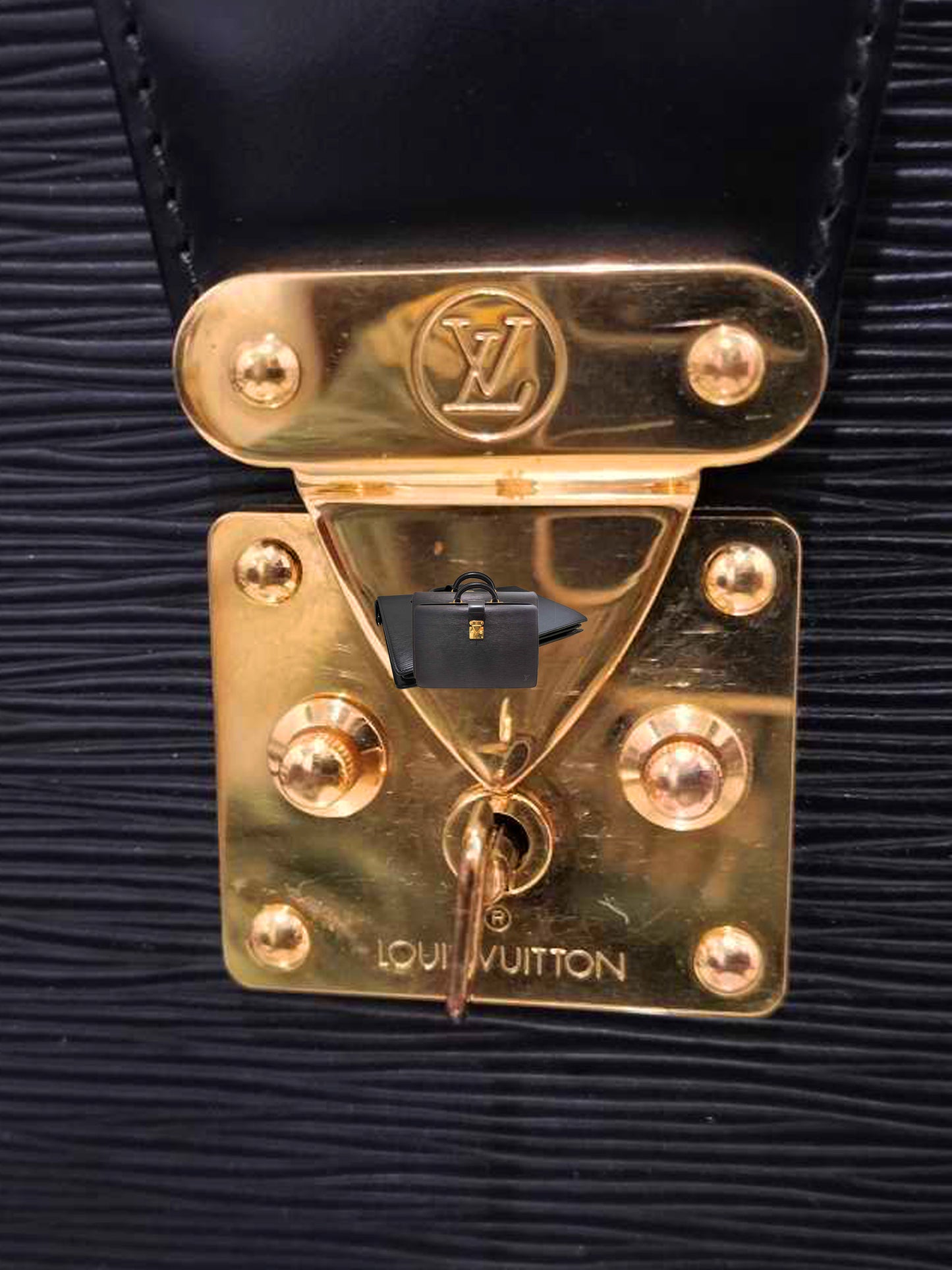 Louis Vuitton 2000 Black Epi Leather Serviette Fermoir Briefcase