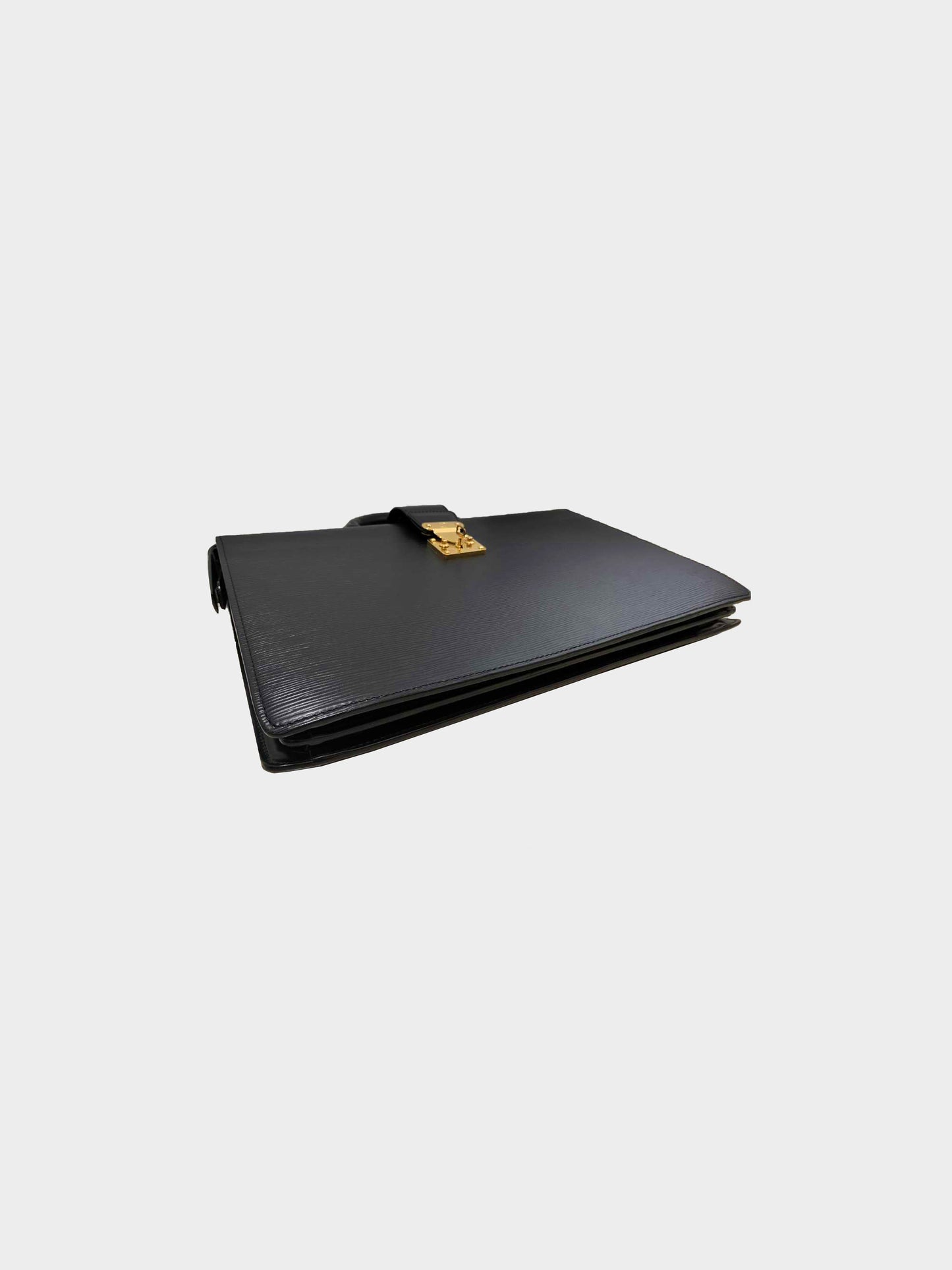 Louis Vuitton 2000 Black Epi Leather Serviette Fermoir Briefcase