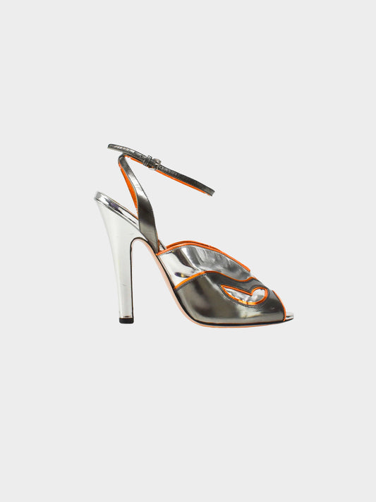 Miu Miu Spring 2011 Silver Metallic Peep Toe Heels