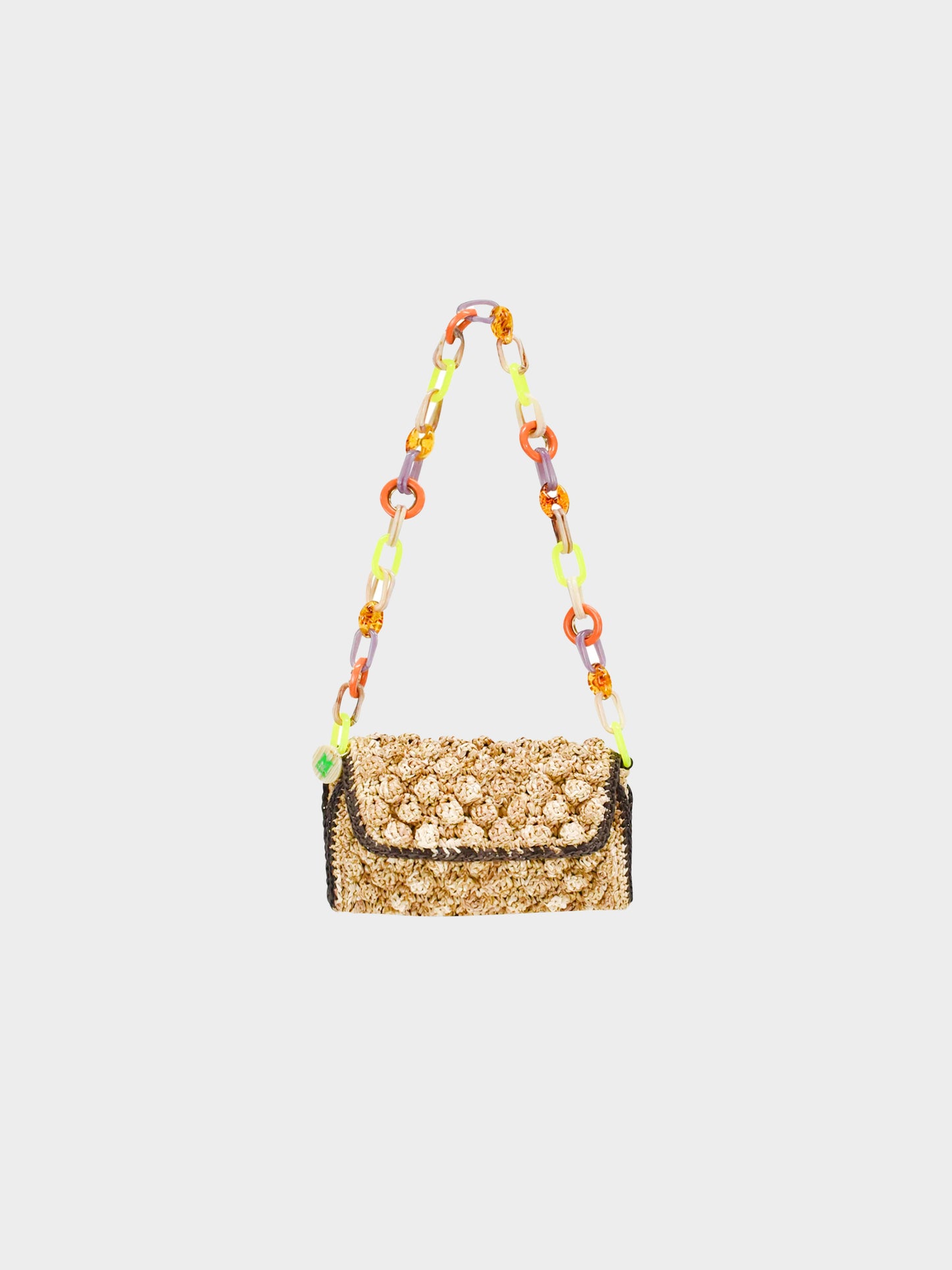 Missoni 2010s Raffia Multicolor Chain Melange Shoulder Bag