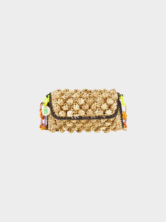 Missoni 2010s Raffia Multicolor Chain Melange Shoulder Bag