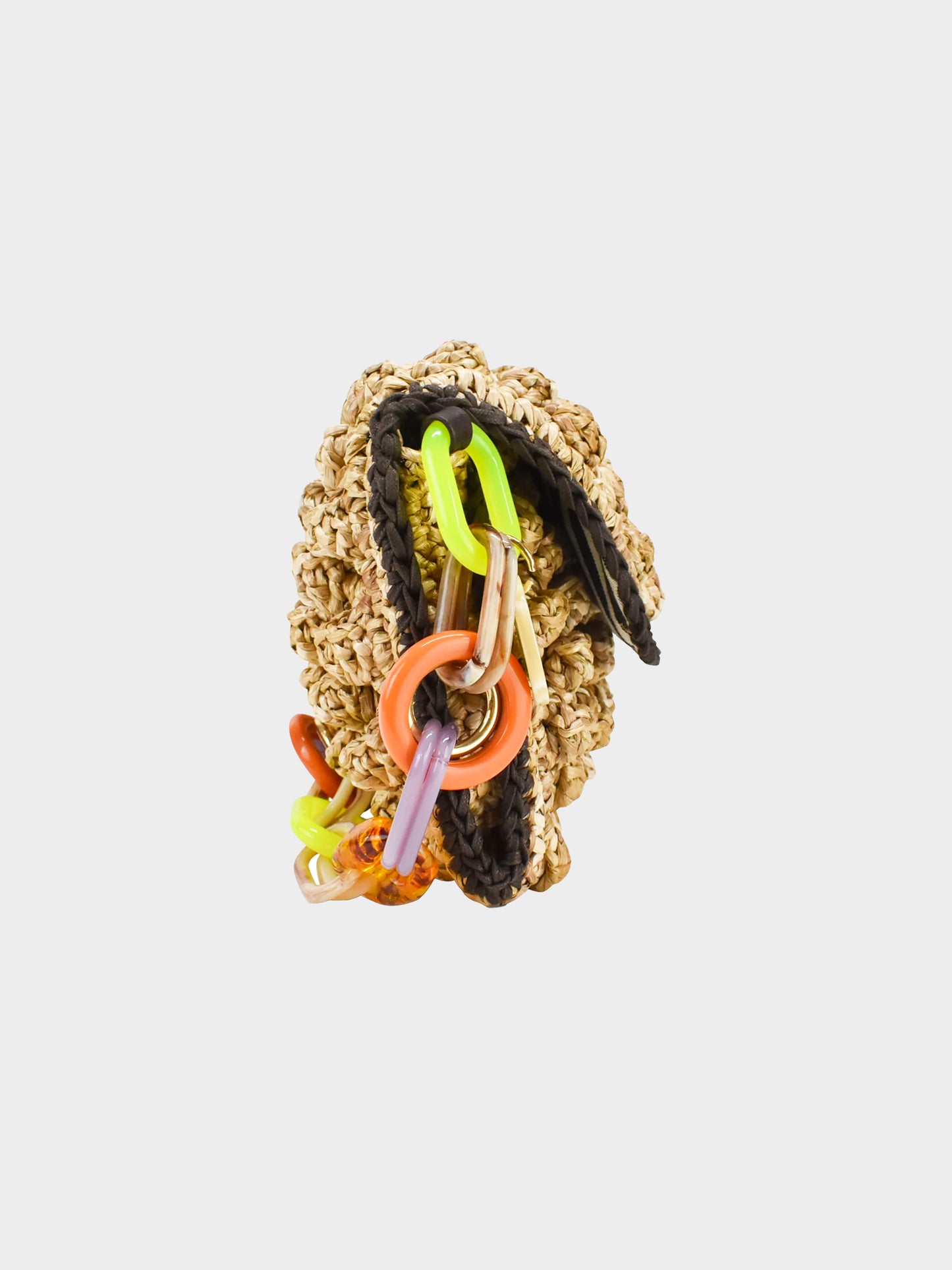 Missoni 2010s Raffia Multicolor Chain Melange Shoulder Bag