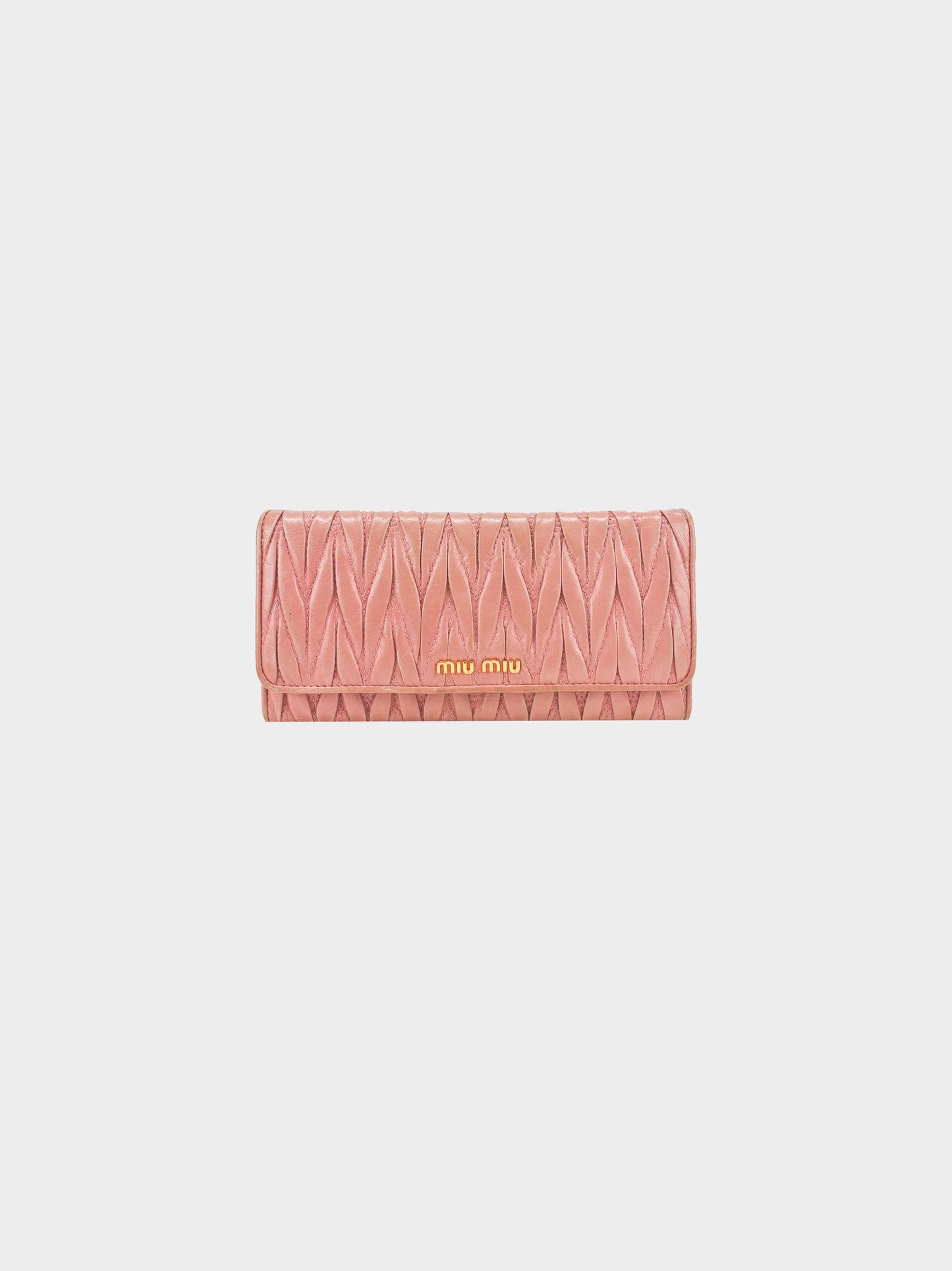 Miu Miu 2010s Pink Pleated Matelassé Wallet