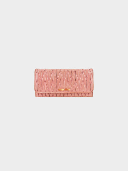 Miu Miu 2010s Pink Pleated Matelassé Wallet