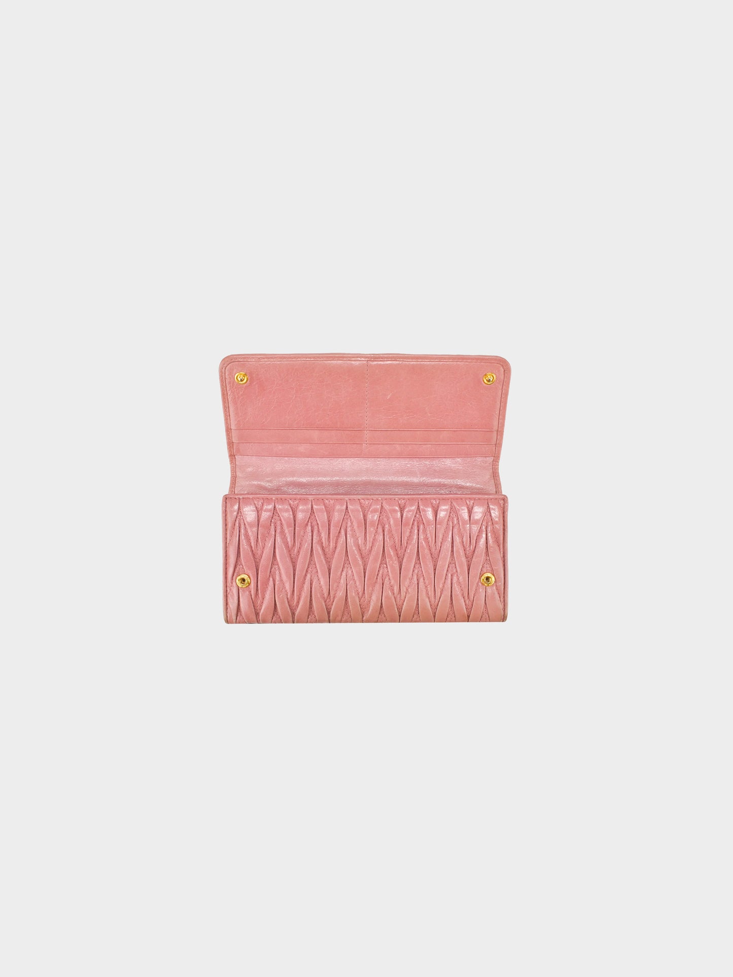 Miu Miu 2010s Pink Pleated Matelassé Wallet