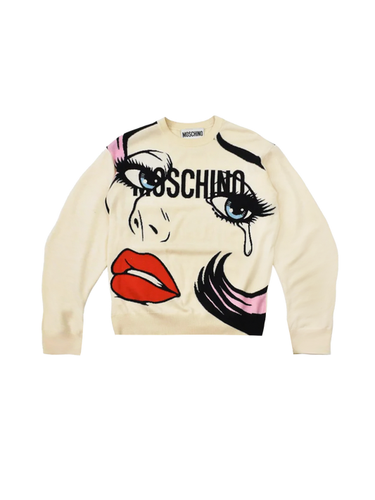 Moschino FW18 Pop Art Crying Face Sweater