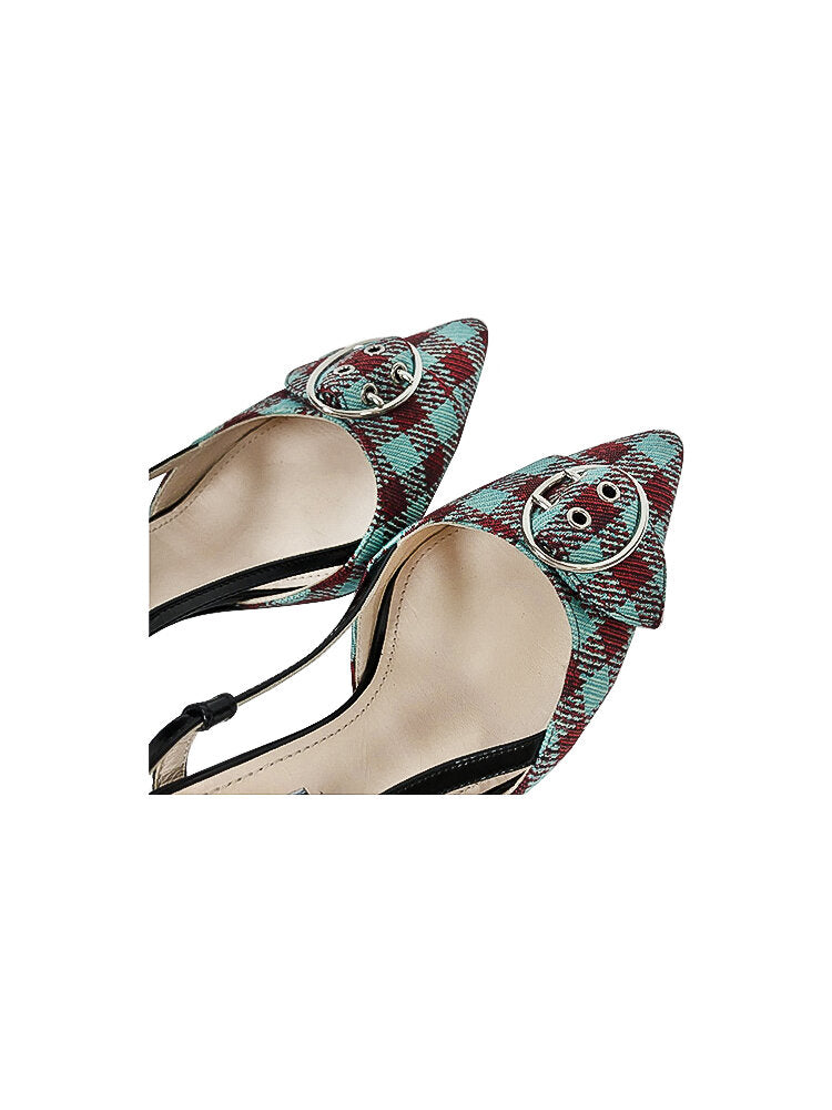Prada 2000s Tartan Vintage Point Sling Heels