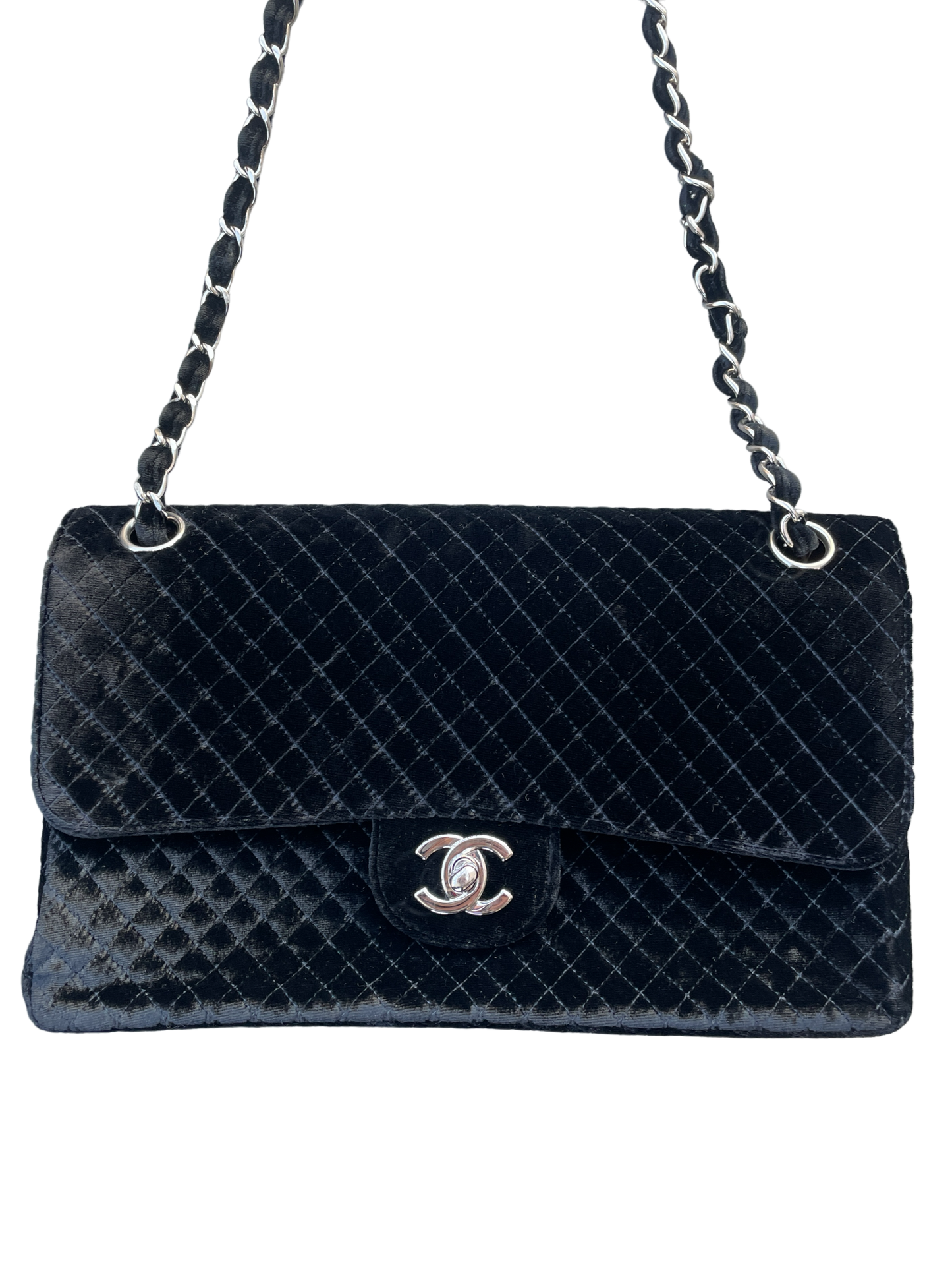 Chanel 2000s Black Rare Velvet Medium Flap Bag