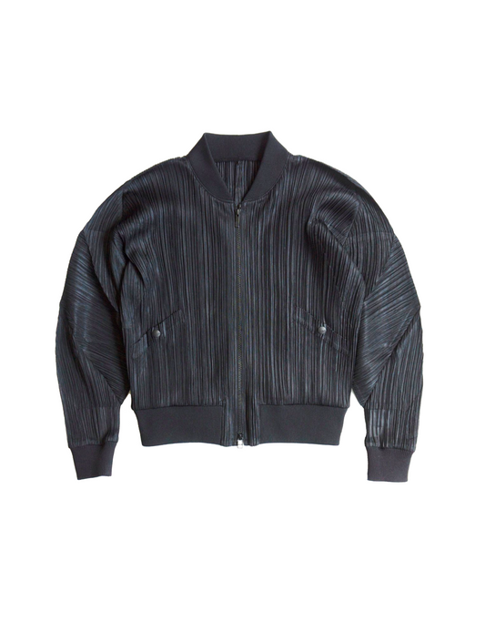 Issey Miyake 2000s Pleats Please Black Bomber