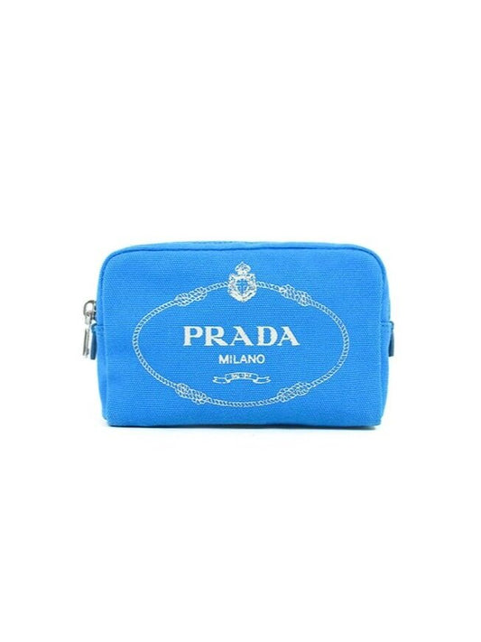 Prada 2000s  Bright Blue Denim Pouch