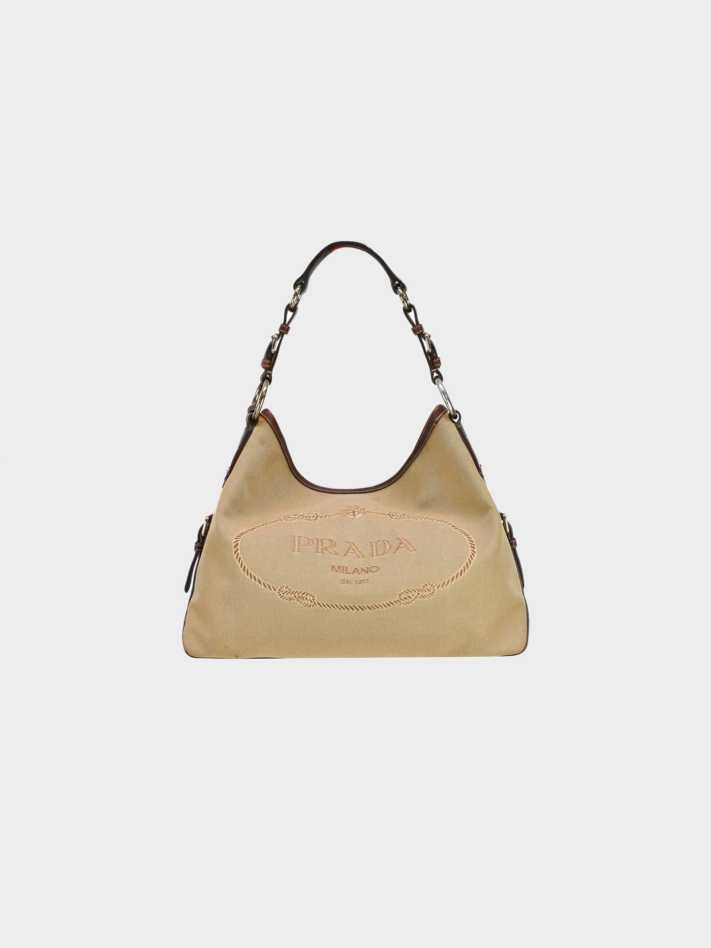 Prada 2000s Khaki Canvas Hobo Bag