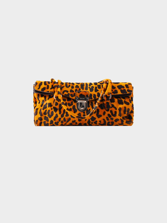 Prada 2000s Ponyhair Leopard Shoulder Bag