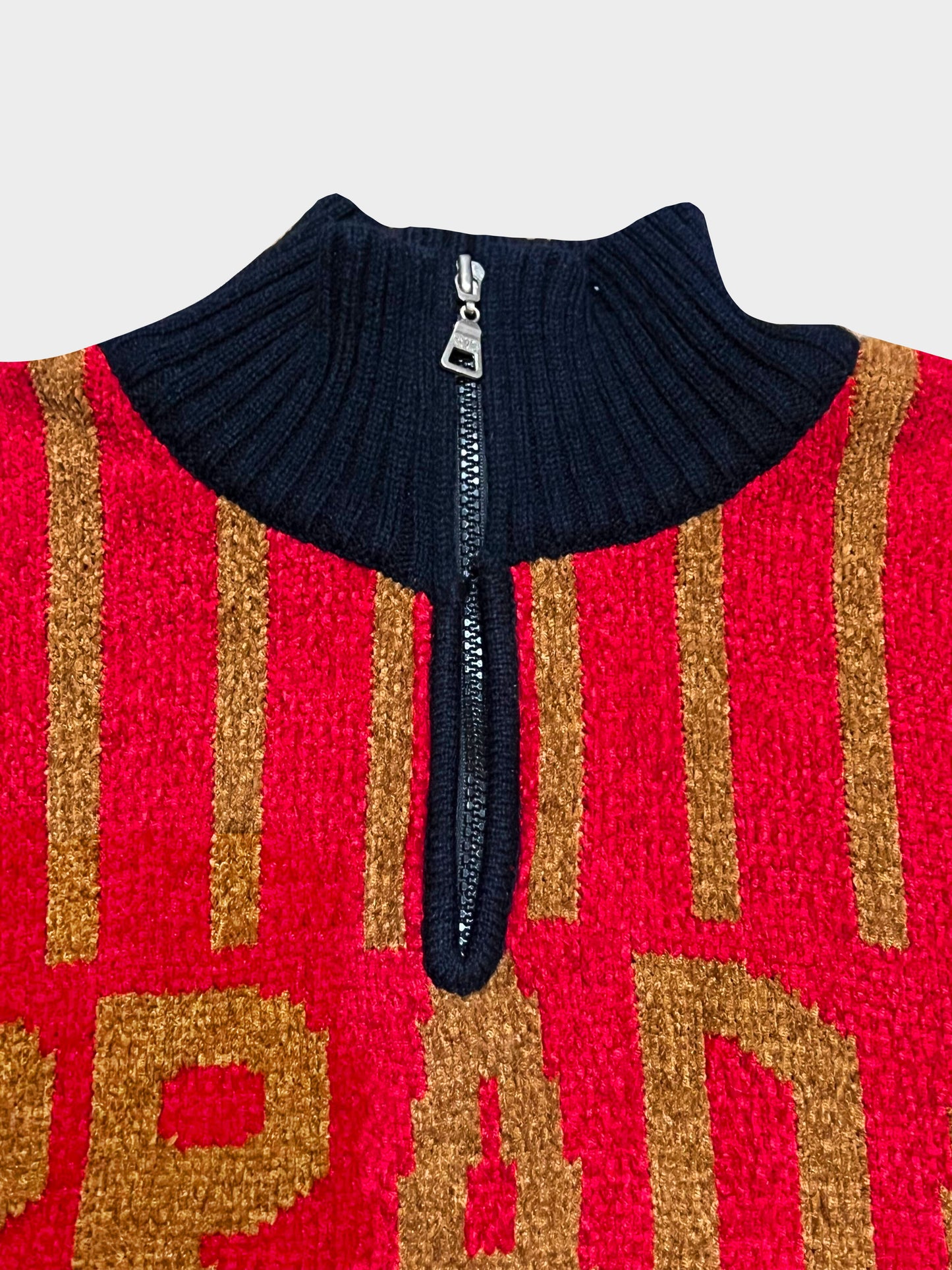 Prada Linea Rossa 2010s Red Velvet Logo Sweater