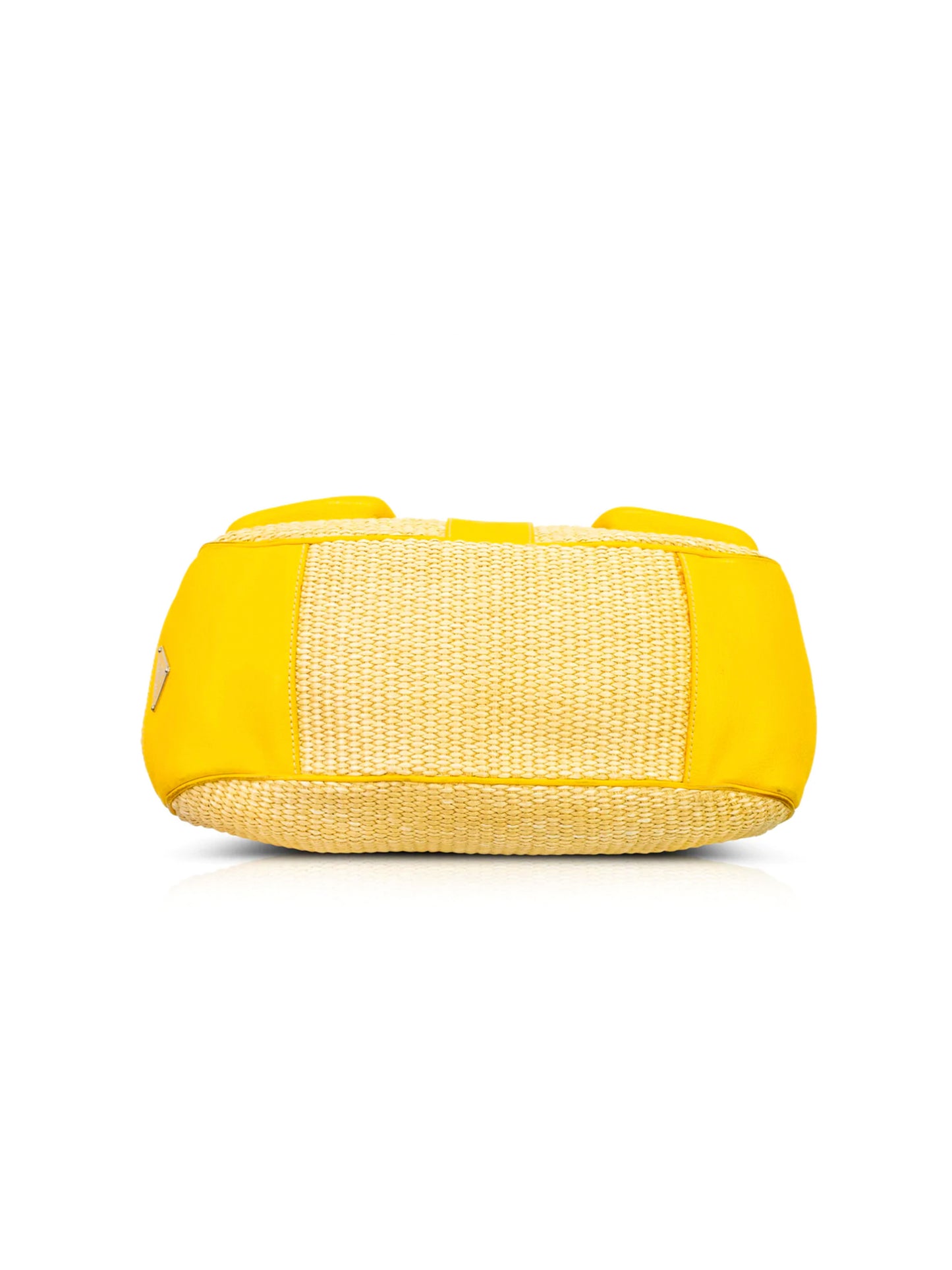 Prada 2000s Yellow Raffia Shoulder Bag