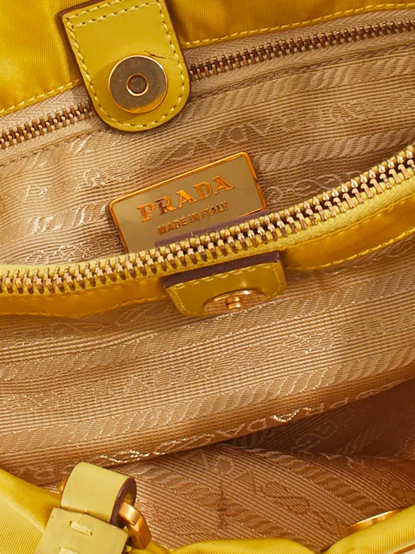 Prada 2010s Yellow Nylon Tote Bag