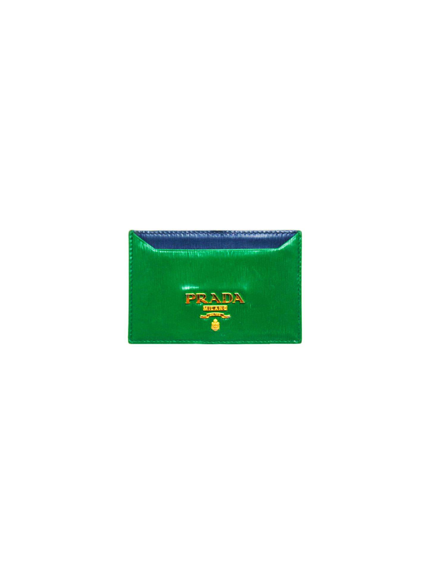 Prada 2020 Vitello Move Verde Bluette Card Case