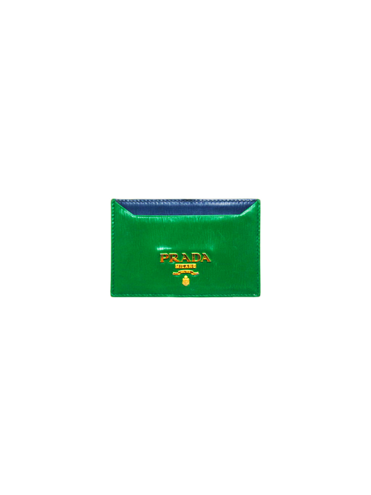 Prada 2020 Vitello Move Verde Bluette Card Case