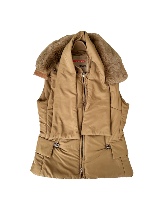 Prada 2000s Sports Beige Fur Vest