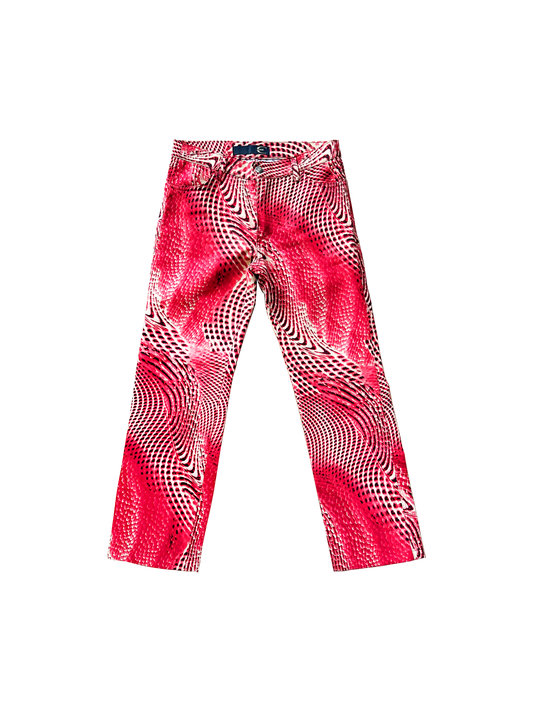Roberto Cavalli 1990s Rare Red Printed Pants