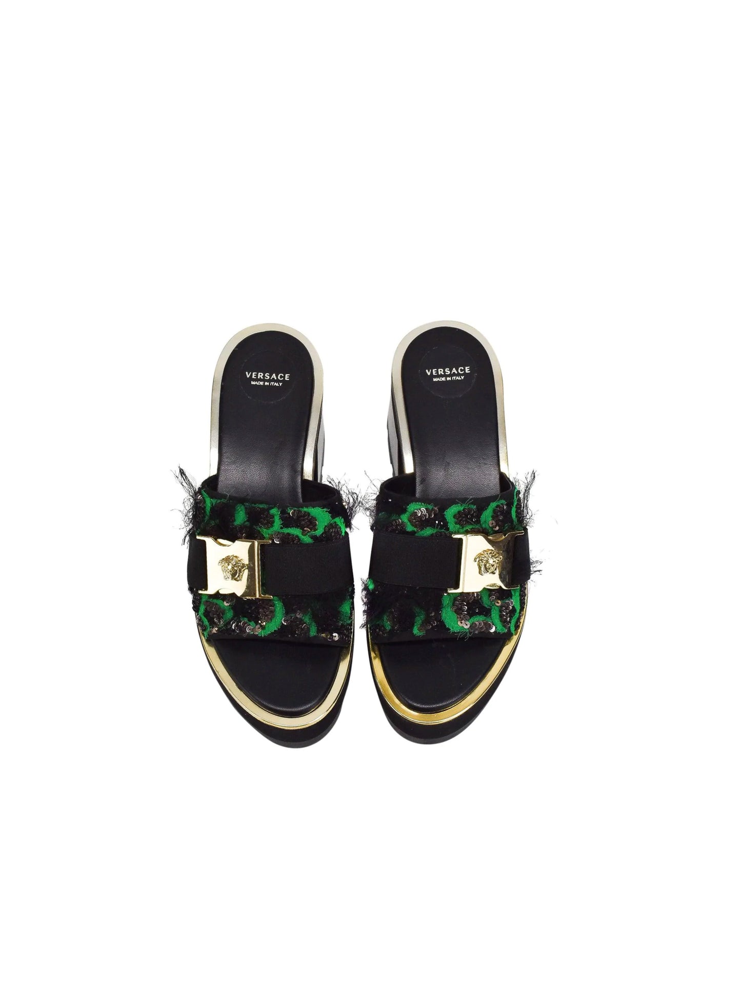 Versace 2000s Medusa Green Platform Sandals