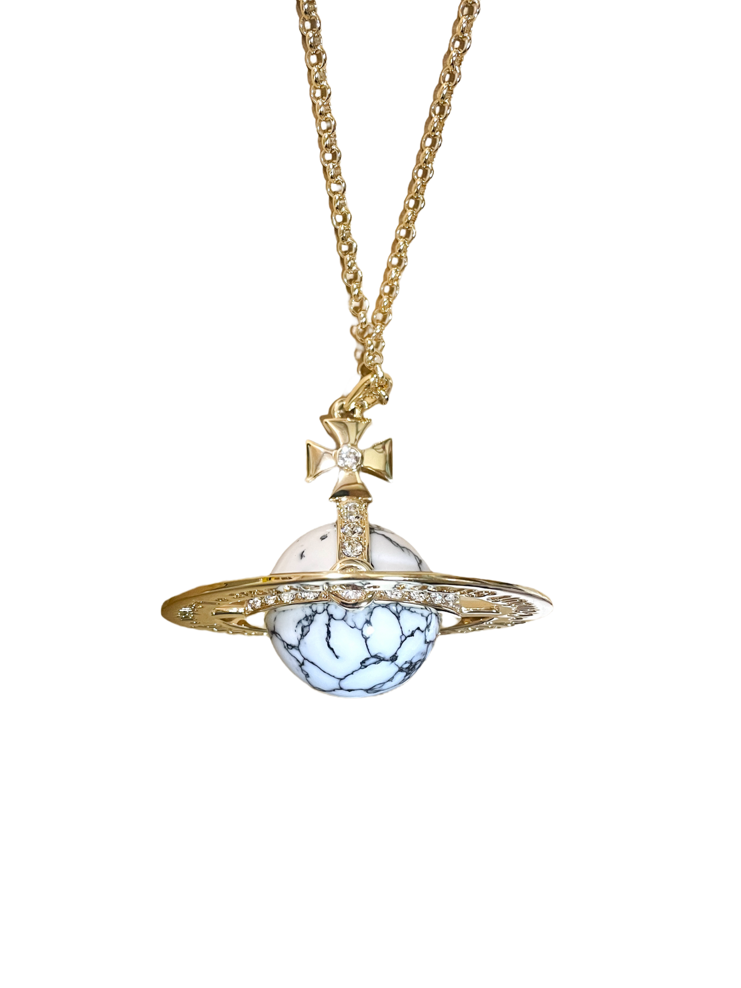 Vivienne Westwood 2010s XL Gold Marble Orb Necklace