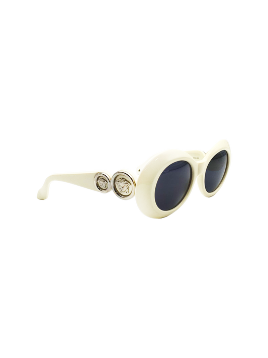 Versace 1990s White Round Sunglasses