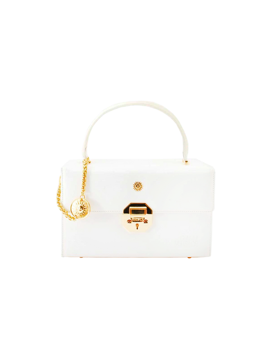 Versace 1990s Sun Motif Leather Box Handbag