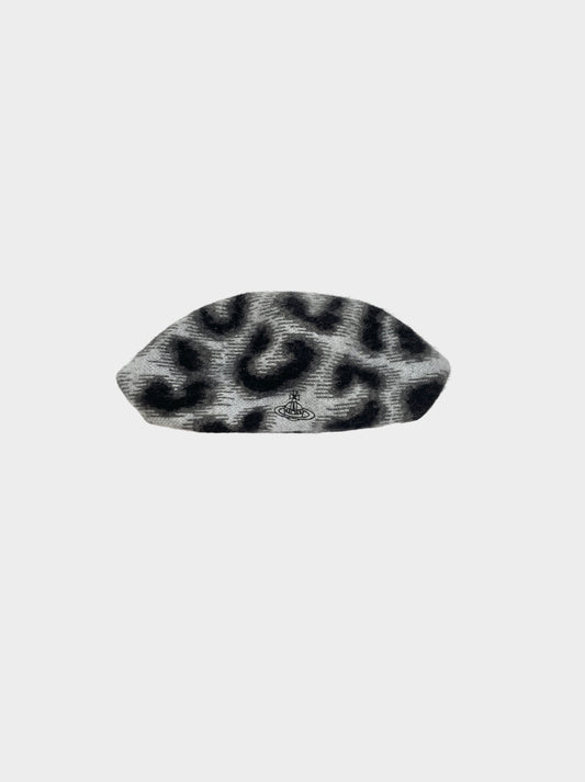 Vivienne Westwood 2000s Angora Cheetah Print Beret