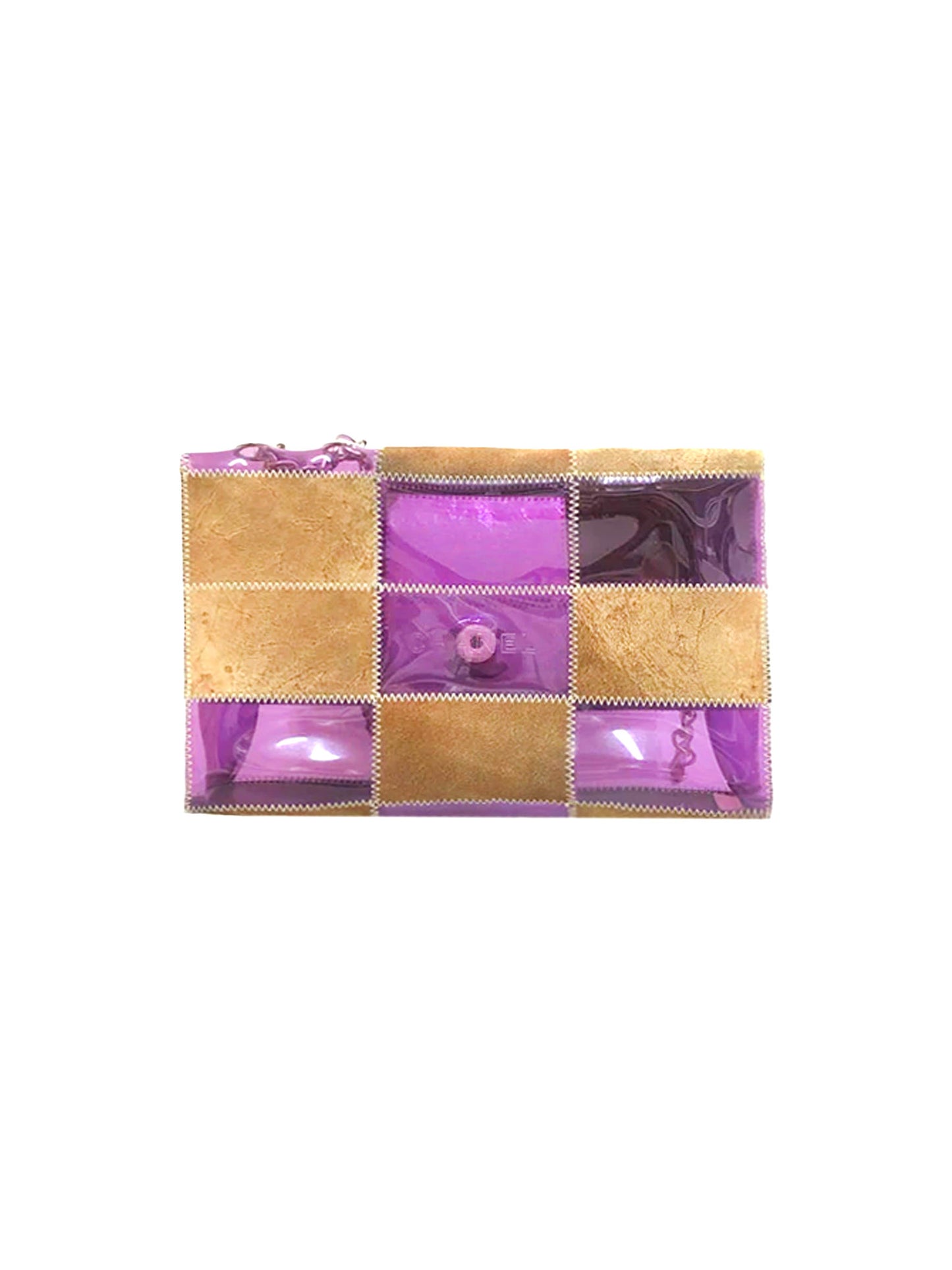 Chanel 2000s Brown and Purple Vinyl Flap Bag