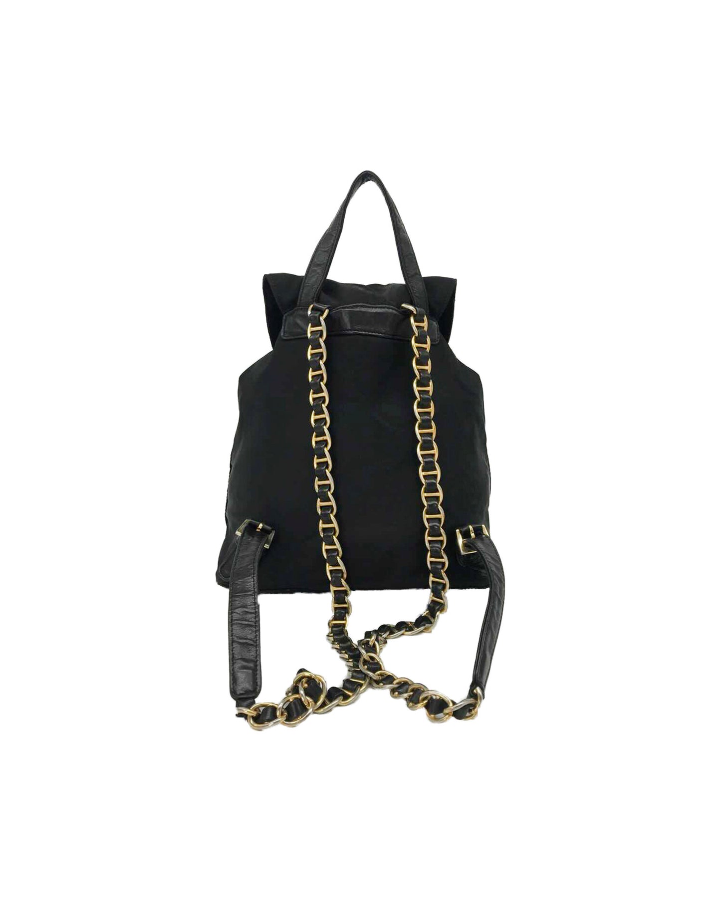 Prada 2000s Rare Black Double Chain Backpack