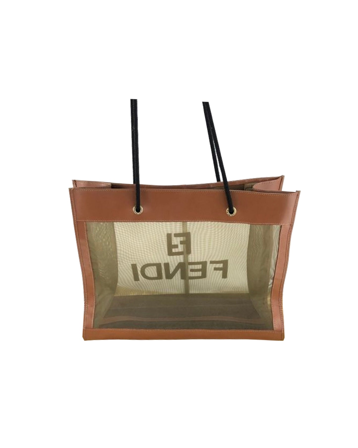 Fendi 2000s Leather Mesh Brown Transparent Tote