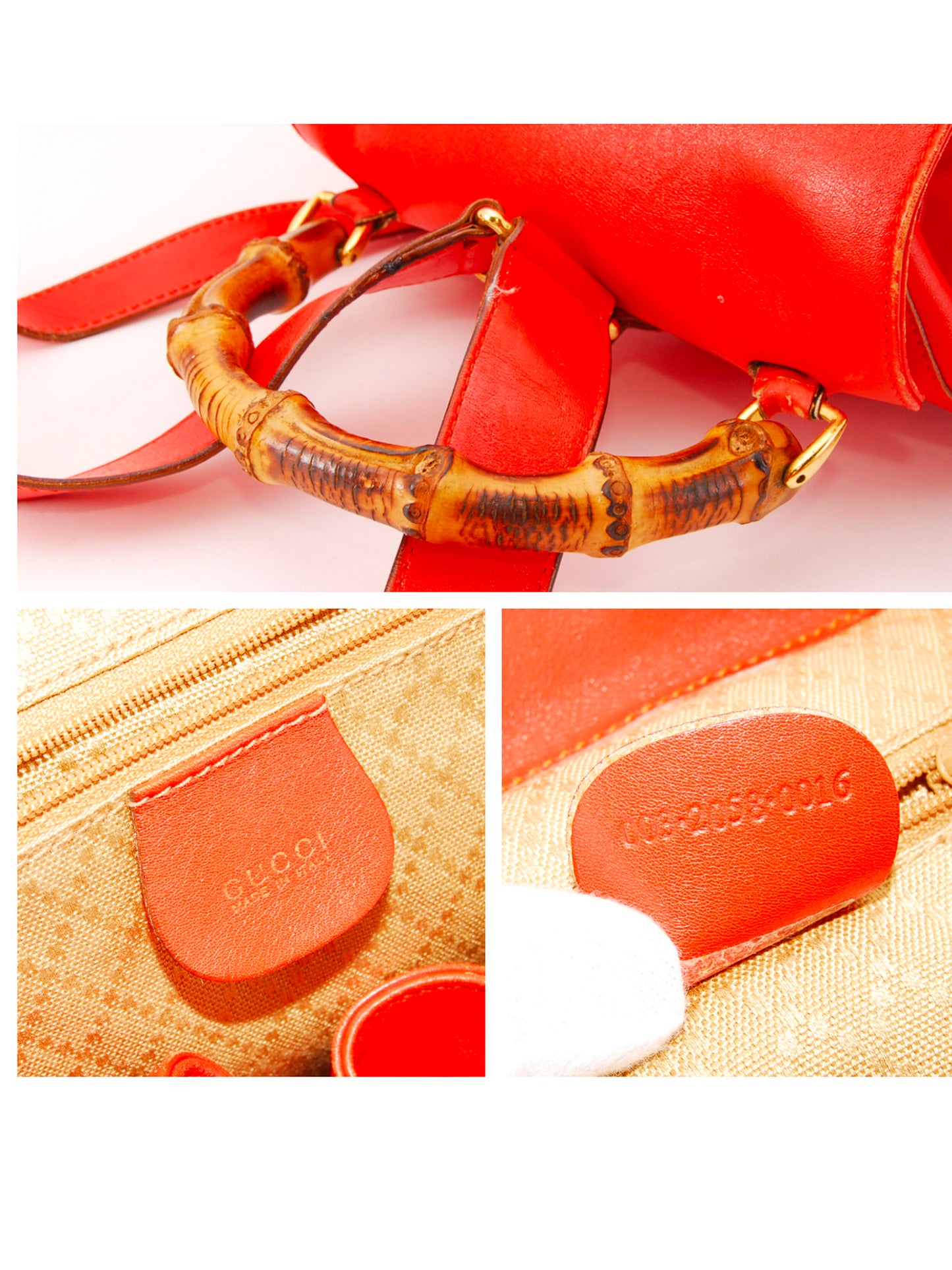 Gucci Bamboo 2000s Orange/Red Leather Backpack