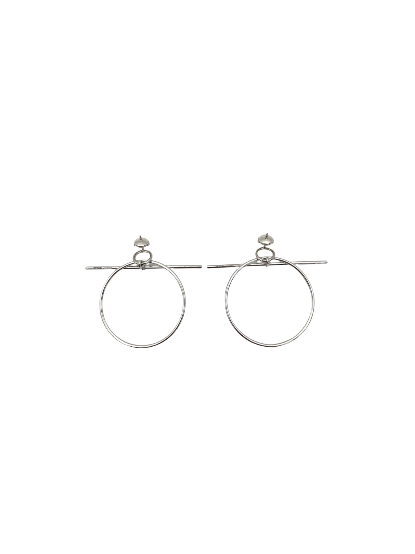 Hermès 2010s Sterling Silver T Hoop Earrings