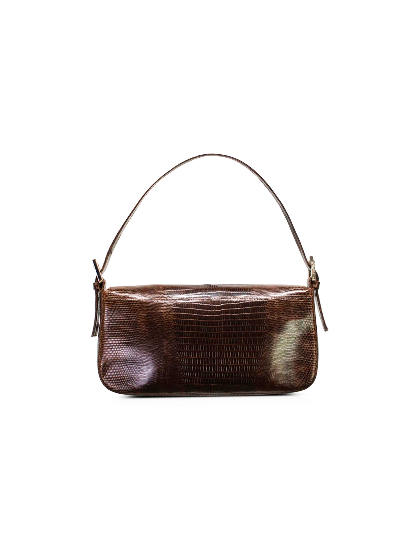Fendi 2000s Brown and Purple Lizard Baguette Bag