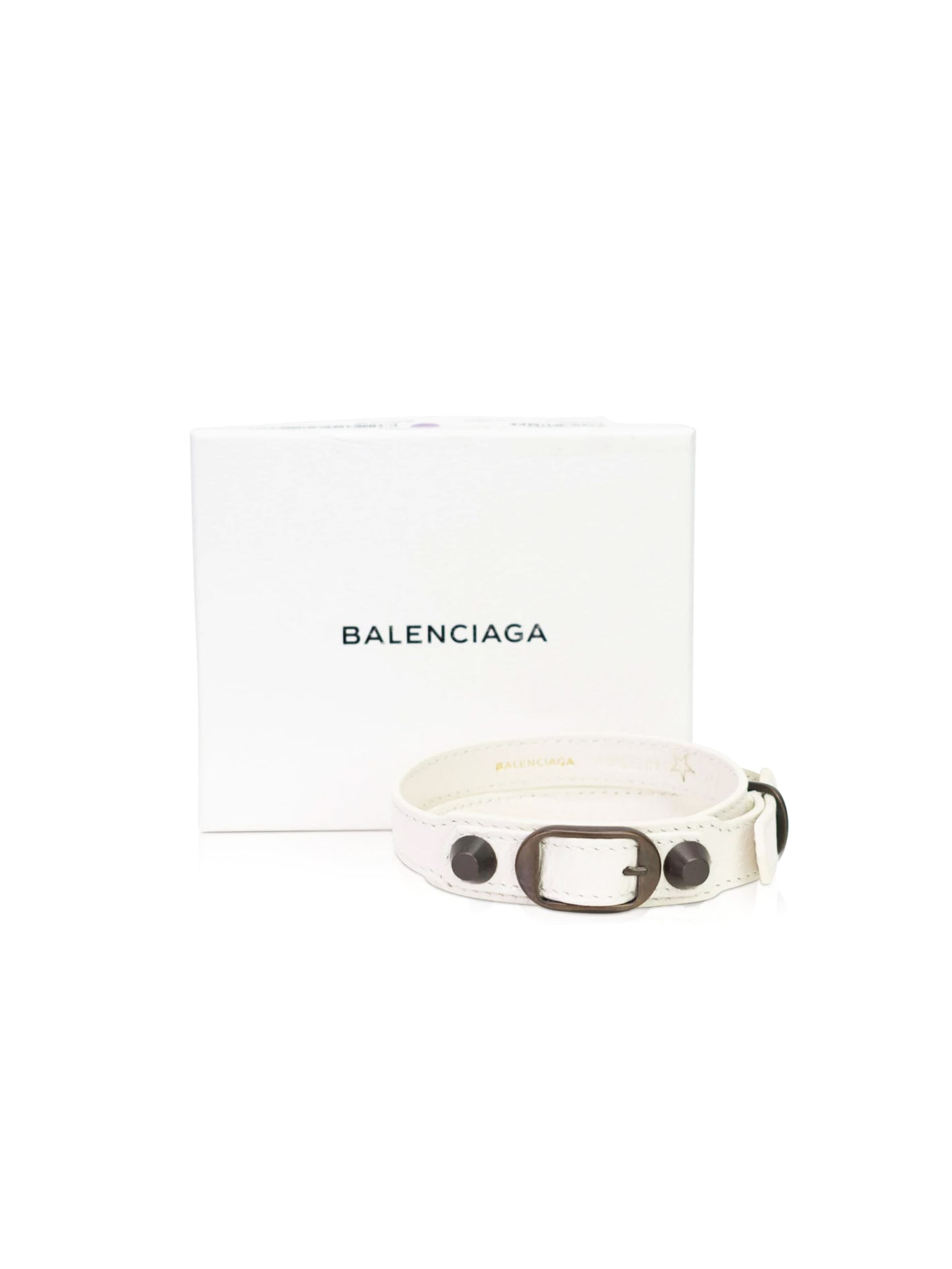 Balenciaga 2010s White Leather Arena Double Wrap Bracelet